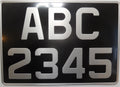 Vintage / Classic Car Number Plate – Black & Grey Pressed Steel, Square 12" x 8.5"