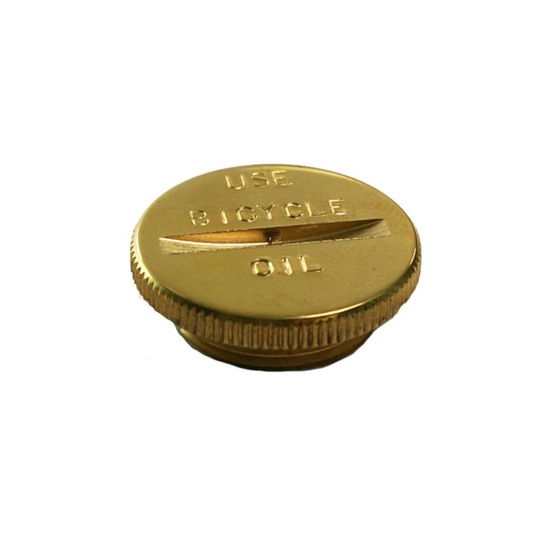 Round Knurled Brass Damper Cap - Engraved Use Bicycle Oil